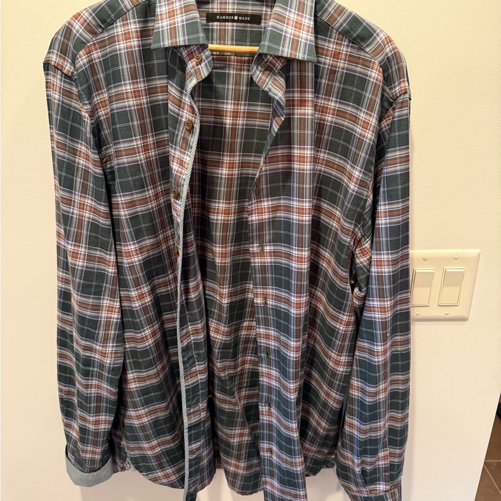 Hammer Made Men's Plaid Dress Shirt - Forrest Green and Brown